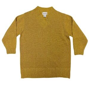 Diane Von Furstenberg Gold Metallic Knit Sweater Size L Korea Retro VTG